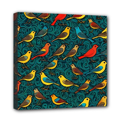 Bird Pattern Colorful Mini Canvas 8  X 8  (stretched) by Cemarart