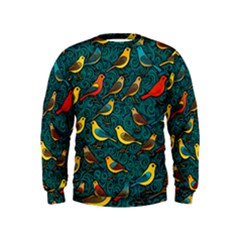 Bird Pattern Colorful Kids  Sweatshirt by Cemarart