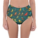 Bird Pattern Colorful Reversible High-Waist Bikini Bottoms View3