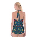 Bird Pattern Colorful Boyleg Halter Swimsuit  View2