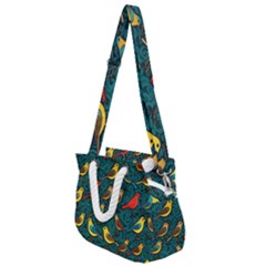 Bird Pattern Colorful Rope Handles Shoulder Strap Bag by Cemarart