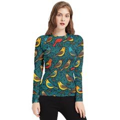 Bird Pattern Colorful Women s Long Sleeve Rash Guard by Cemarart