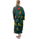 Bird Pattern Colorful Maxi Velvet Kimono View2