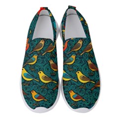 Bird Pattern Colorful Women s Slip On Sneakers by Cemarart