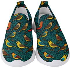 Bird Pattern Colorful Kids  Slip On Sneakers by Cemarart