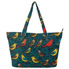 Bird Pattern Colorful Full Print Shoulder Bag by Cemarart