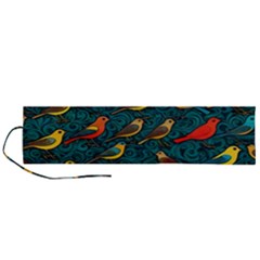 Bird Pattern Colorful Roll Up Canvas Pencil Holder (l) by Cemarart