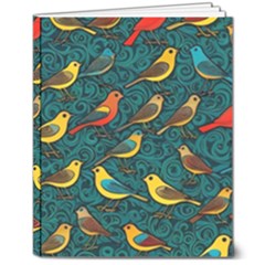 Bird Pattern Colorful 8  X 10  Hardcover Notebook by Cemarart