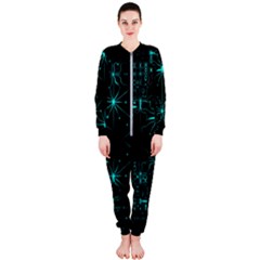 Space Time Abstract Pattern Alien Dark Green Pattern Onepiece Jumpsuit (ladies) by Cemarart