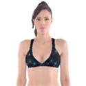 Space Time Abstract Pattern Alien Dark Green Pattern Plunge Bikini Top View1