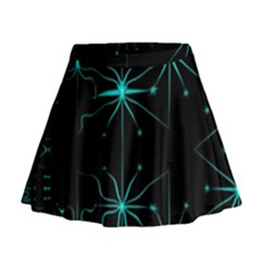 Space Time Abstract Pattern Alien Dark Green Pattern Mini Flare Skirt by Cemarart