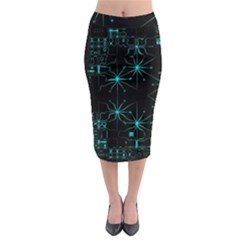 Space Time Abstract Pattern Alien Dark Green Pattern Midi Pencil Skirt by Cemarart