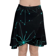 Space Time Abstract Pattern Alien Dark Green Pattern Chiffon Wrap Front Skirt by Cemarart