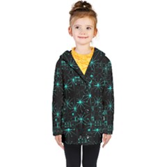 Space Time Abstract Pattern Alien Dark Green Pattern Kids  Double Breasted Button Coat by Cemarart