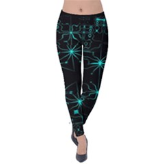 Space Time Abstract Pattern Alien Dark Green Pattern Velvet Leggings by Cemarart