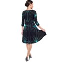 Space Time Abstract Pattern Alien Dark Green Pattern Quarter Sleeve Waist Band Dress View2