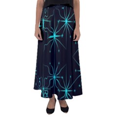 Space Time Abstract Pattern Alien Dark Green Pattern Flared Maxi Skirt by Cemarart