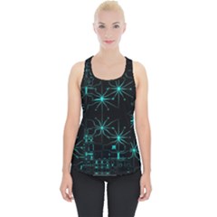 Space Time Abstract Pattern Alien Dark Green Pattern Piece Up Tank Top by Cemarart