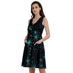 Space Time Abstract Pattern Alien Dark Green Pattern Sleeveless Dress With Pocket by Cemarart