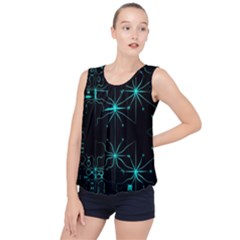 Space Time Abstract Pattern Alien Dark Green Pattern Bubble Hem Chiffon Tank Top by Cemarart