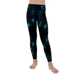 Space Time Abstract Pattern Alien Dark Green Pattern Kids  Lightweight Velour Leggings by Cemarart