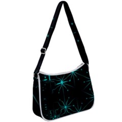 Space Time Abstract Pattern Alien Dark Green Pattern Zip Up Shoulder Bag by Cemarart