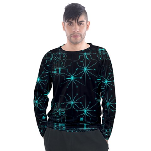 Space Time Abstract Pattern Alien Dark Green Pattern Men s Long Sleeve Raglan T-shirt by Cemarart