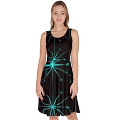 Space Time Abstract Pattern Alien Dark Green Pattern Knee Length Skater Dress With Pockets by Cemarart