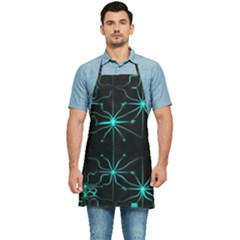 Space Time Abstract Pattern Alien Dark Green Pattern Kitchen Apron by Cemarart