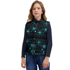 Space Time Abstract Pattern Alien Dark Green Pattern Kid s Button Up Puffer Vest	 by Cemarart