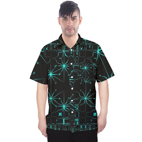 Space Time Abstract Pattern Alien Dark Green Pattern Men s Hawaii Shirt by Cemarart