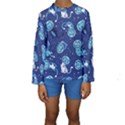 Cat Astronaut Space Suit Pattern Kids  Long Sleeve Swimwear View1