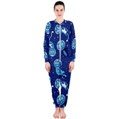 Cat Astronaut Space Suit Pattern Onepiece Jumpsuit (ladies) by Cemarart