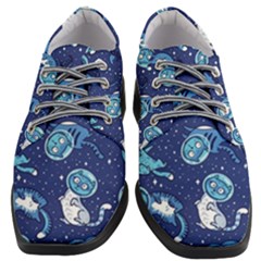 Cat Astronaut Space Suit Pattern Women Heeled Oxford Shoes by Cemarart