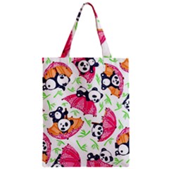 Panda Umbrella Pattern Zipper Classic Tote Bag