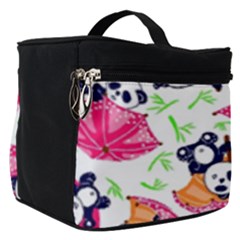 Panda Umbrella Pattern Make Up Travel Bag (small) by Cemarart