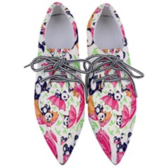 Panda Umbrella Pattern Pointed Oxford Shoes by Cemarart