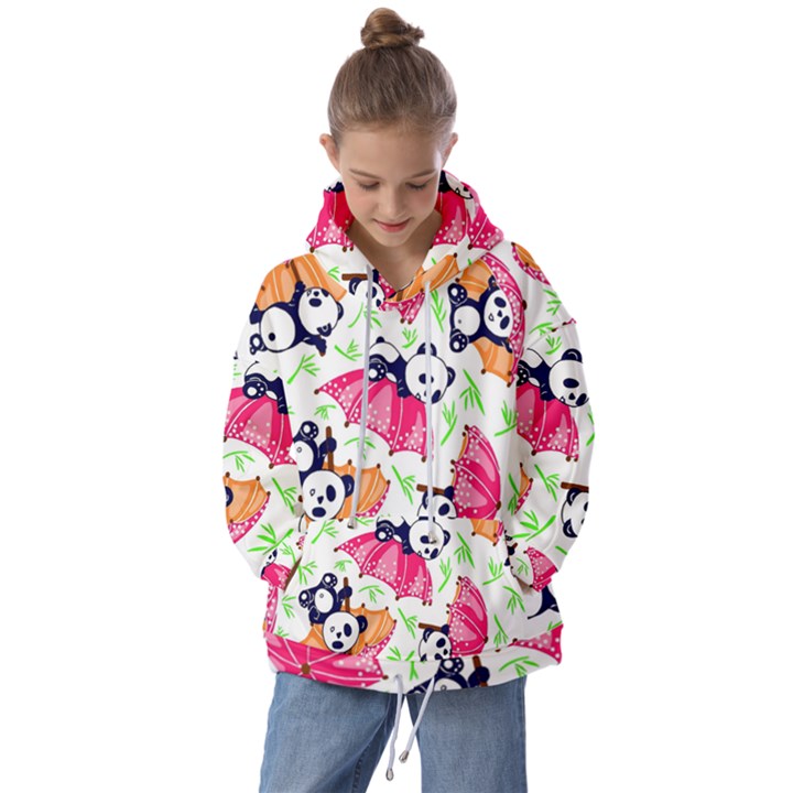 Panda Umbrella Pattern Kids  Oversized Hoodie