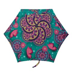 Floral Pattern Abstract Colorful Flow Oriental Spring Summer Mini Folding Umbrellas by Cemarart