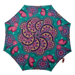 Floral Pattern Abstract Colorful Flow Oriental Spring Summer Hook Handle Umbrellas (large) by Cemarart