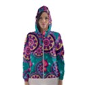 Floral Pattern Abstract Colorful Flow Oriental Spring Summer Women s Hooded Windbreaker View1