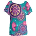 Floral Pattern Abstract Colorful Flow Oriental Spring Summer Women s Oversized T-Shirt View1