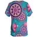 Floral Pattern Abstract Colorful Flow Oriental Spring Summer Women s Oversized T-Shirt View2