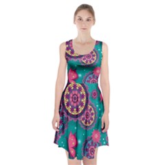 Floral Pattern Abstract Colorful Flow Oriental Spring Summer Racerback Midi Dress by Cemarart