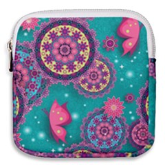 Floral Pattern Abstract Colorful Flow Oriental Spring Summer Mini Square Pouch by Cemarart