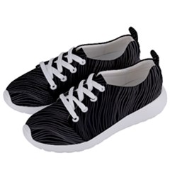 Abstract Art Black White Drawing Lines Unique Women s Lightweight Sports Shoes by Cemarart