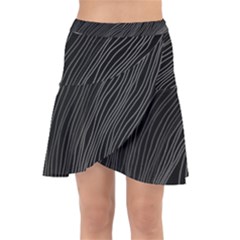 Abstract Art Black White Drawing Lines Unique Wrap Front Skirt by Cemarart