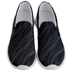 Abstract Art Black White Drawing Lines Unique Men s Lightweight Slip Ons by Cemarart