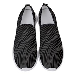 Abstract Art Black White Drawing Lines Unique Women s Slip On Sneakers by Cemarart