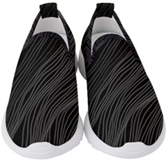 Abstract Art Black White Drawing Lines Unique Kids  Slip On Sneakers by Cemarart